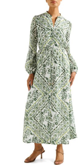 Penelope Printed Long Sleeve Maxi Shirtdress