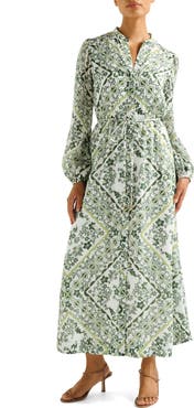 Ever New Penelope Printed Long Sleeve Maxi Shirtdress