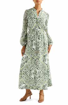 Ever New Penelope Printed Long Sleeve Maxi Shirtdress