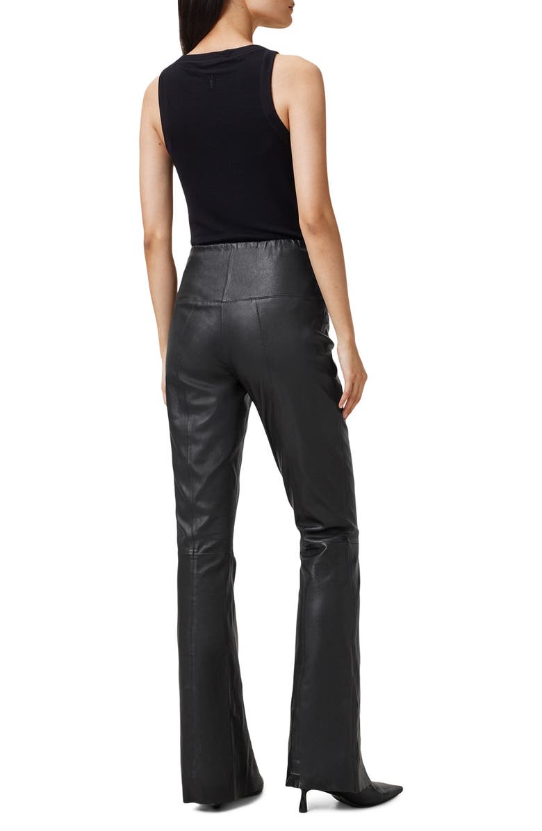 AllSaints Cora Slit Flare Leather Pants, Alternate, color,