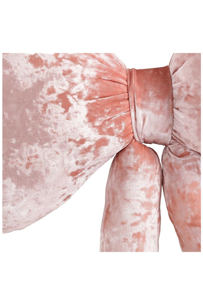 Velvet Bow Plush Throw Pillow, Alternate, color, PINK