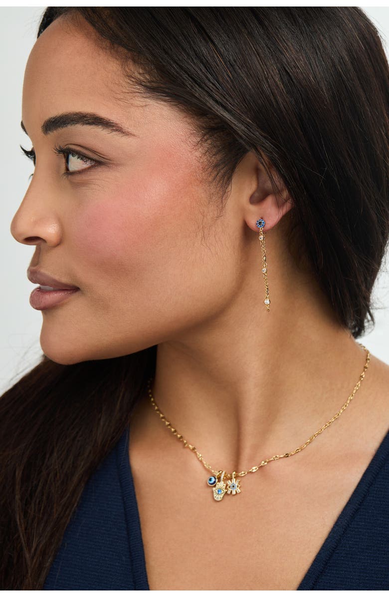 Alex and Ani Evil Eye Triple Charm Necklace, Alternate, color,