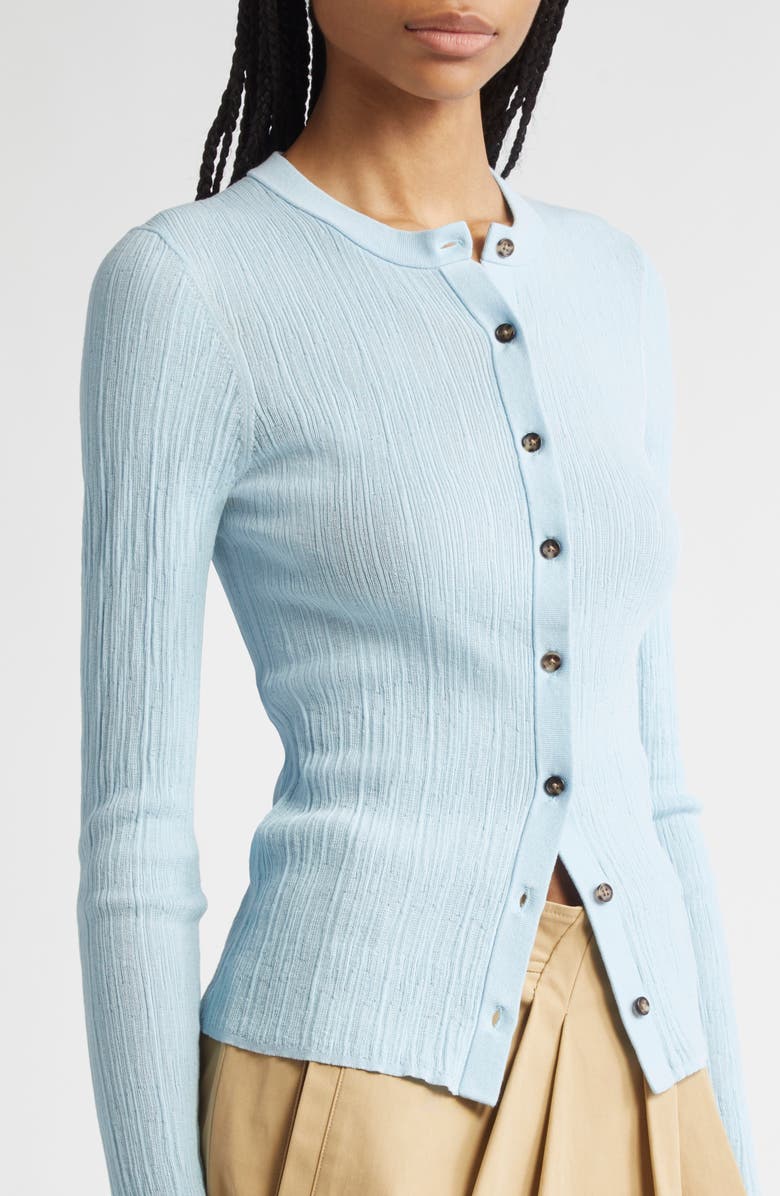 A.L.C. Fisher Rib Cotton Blend Cardigan, Alternate, color, Sky Blue
