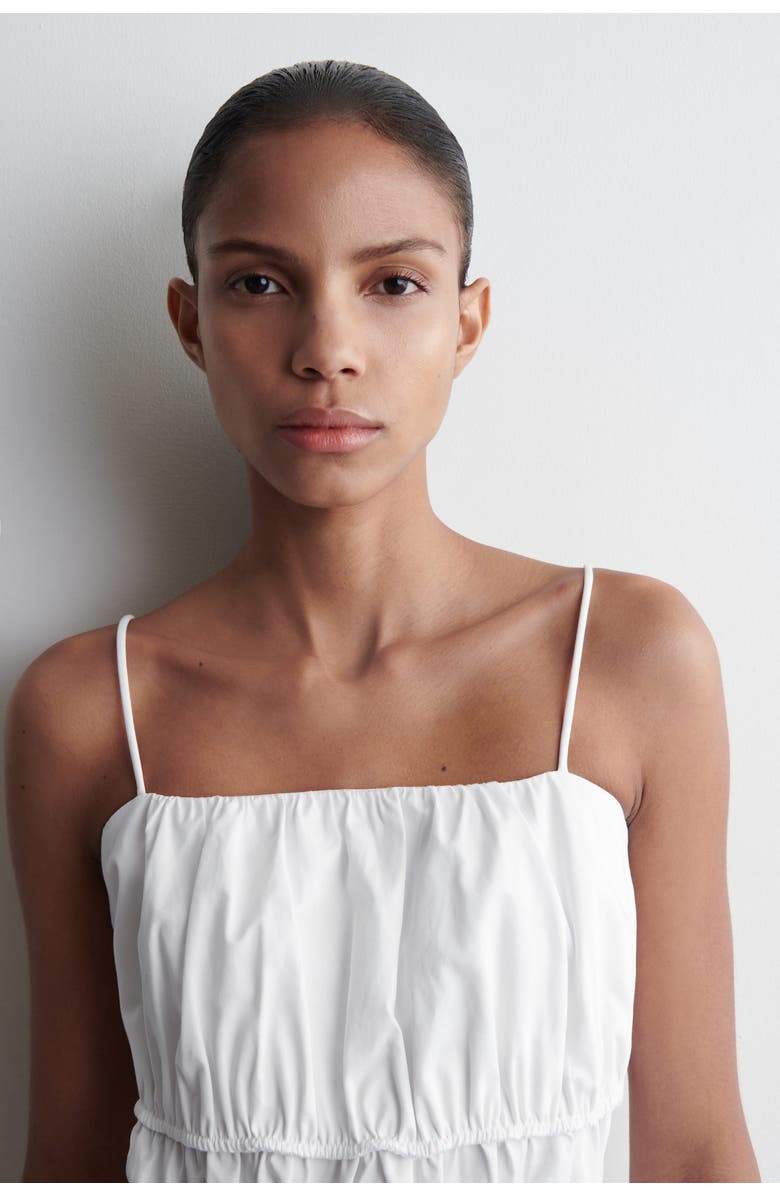 COS Gathered Cotton Peplum Top, Alternate, color, White