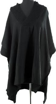 La Fiorentina Button Detail Hooded Poncho