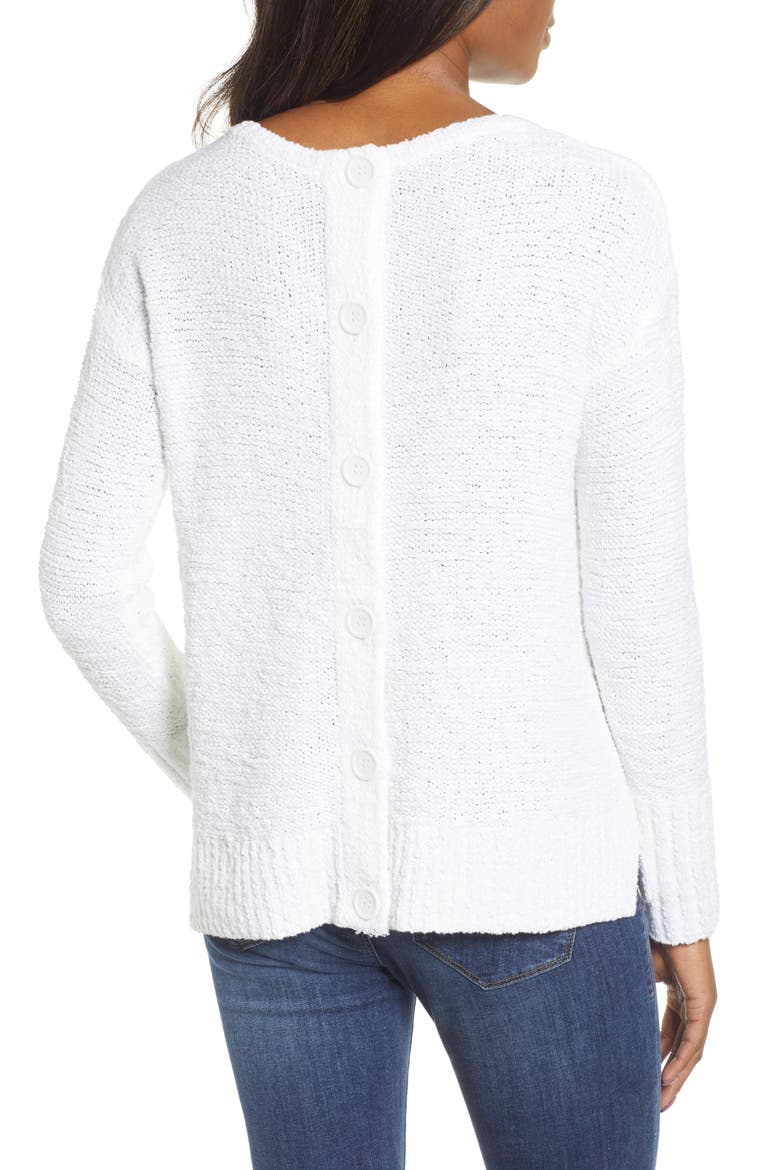 Button Back Sweater, Alternate, color, WHITE