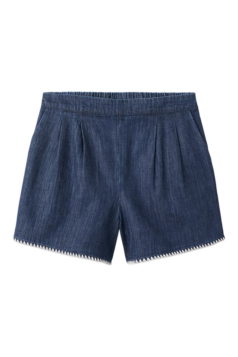 Pleated Pull-On Denim Shorts, Alternate, color, OPEN BLUE