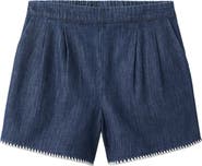 MANGO Pleated Pull-On Denim Shorts