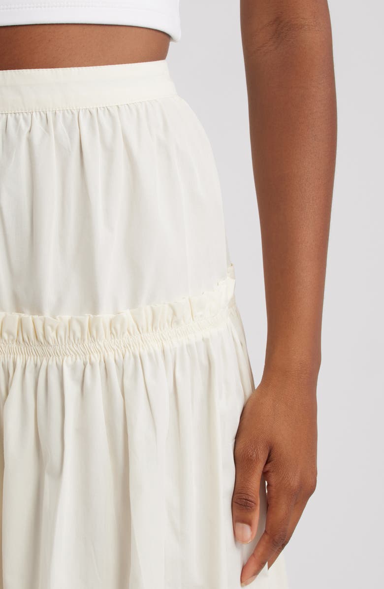 Topshop Ruffle Seam Poplin Maxi Skirt, Alternate, color, Ivory