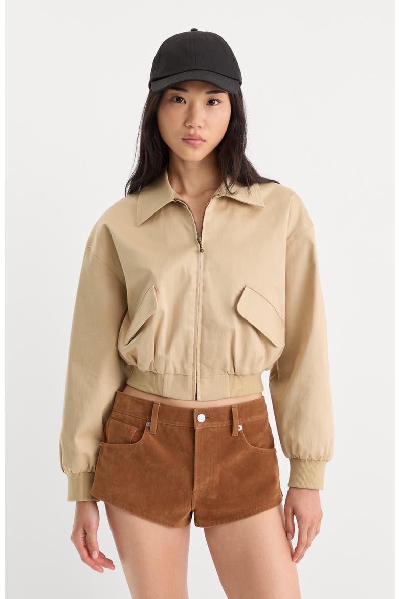 The Twill Cropped Bomber Jacket, Alternate, color, DUNE MIST