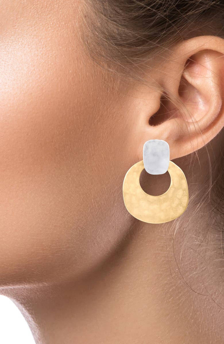 JARDIN Hammered Two-Tone Drop Earrings, Alternate, color, 