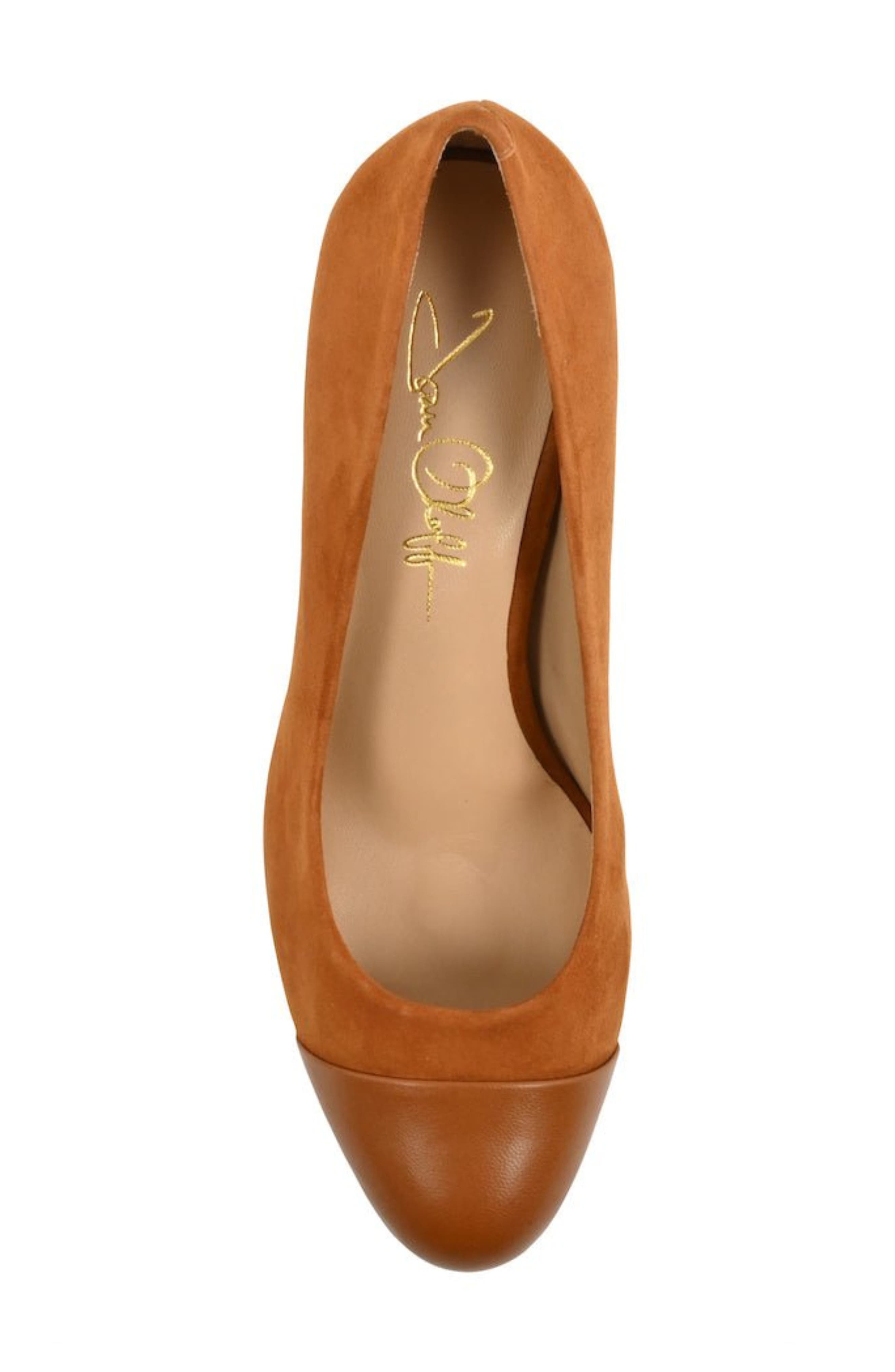Sandra Leather Cap Toe Pump, Alternate, color, AUTUMN KID SUEDE