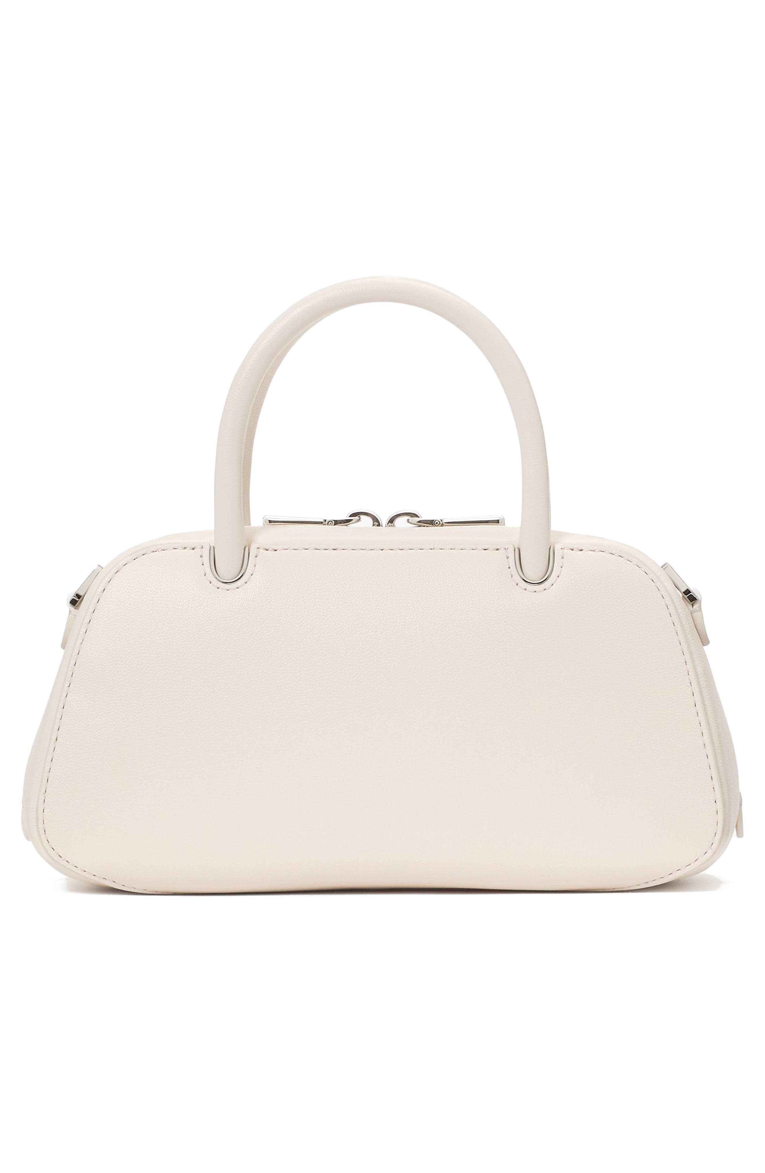 Kate Spade New York mini grace fine grain leather top handle bag, Alternate, color, Cream