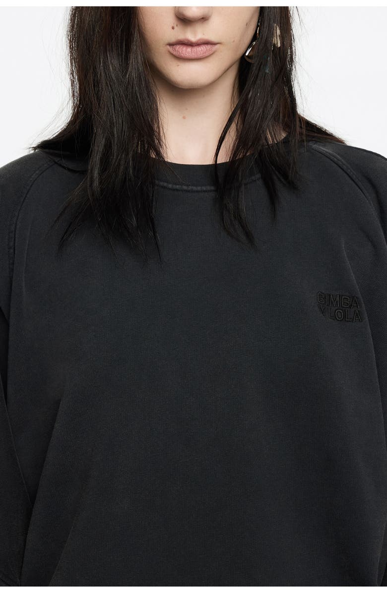 Bimba y Lola Embroidered Logo Balloon Sweatshirt, Alternate, color, Washed Black