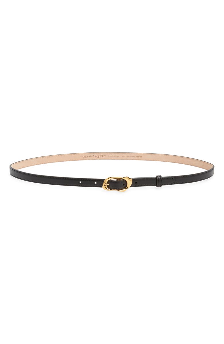 McQueen Alexander McQueen Molten Buckle Leather Belt, Main, color,