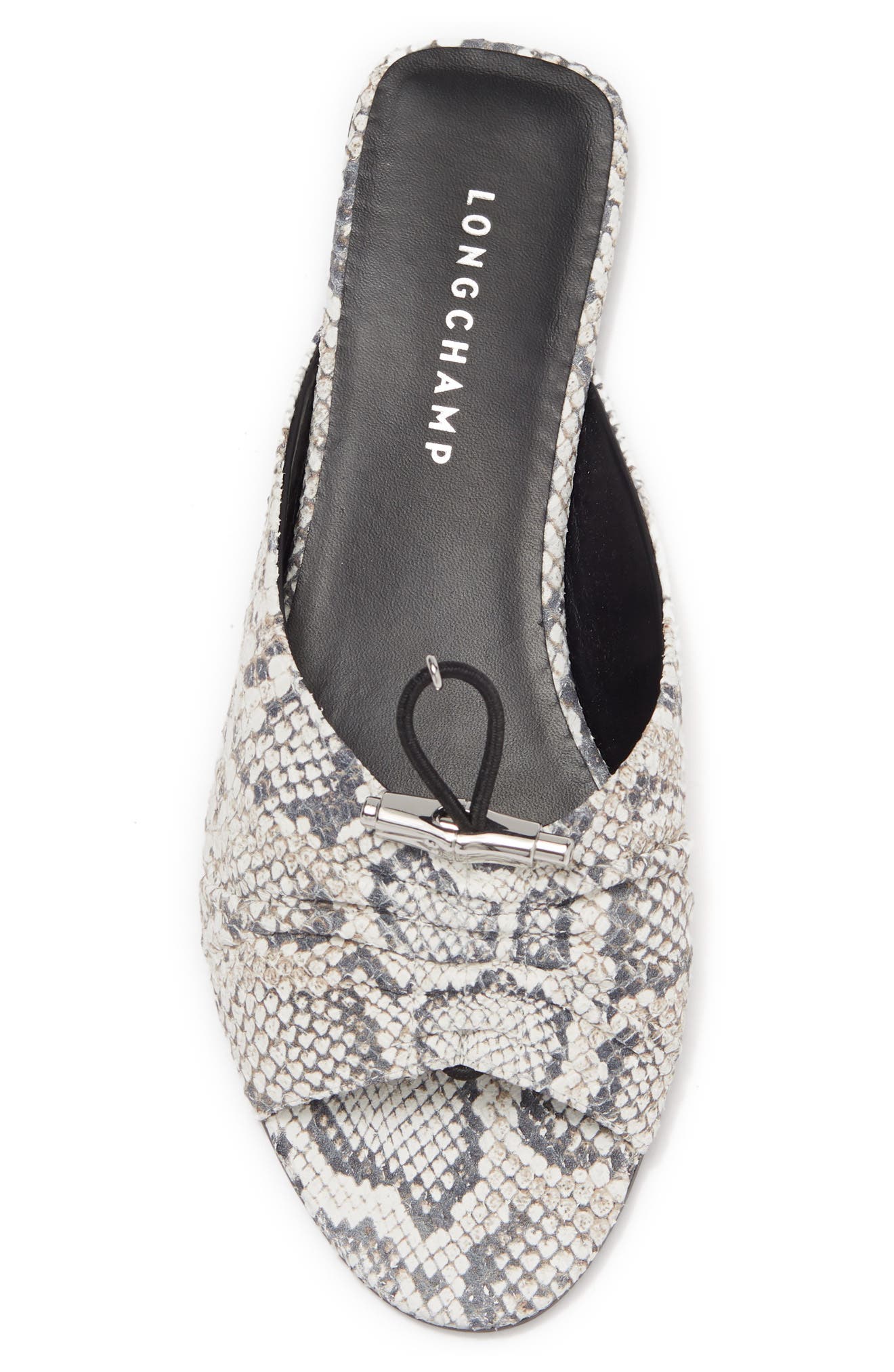 Longchamp Ruched Snake Print Leather Flat Sandal (Women) | Nordstromrack