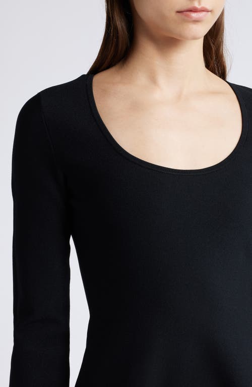 Shop & Other Stories Long Sleeve Fit & Flare Knit Minidress In Black Dark