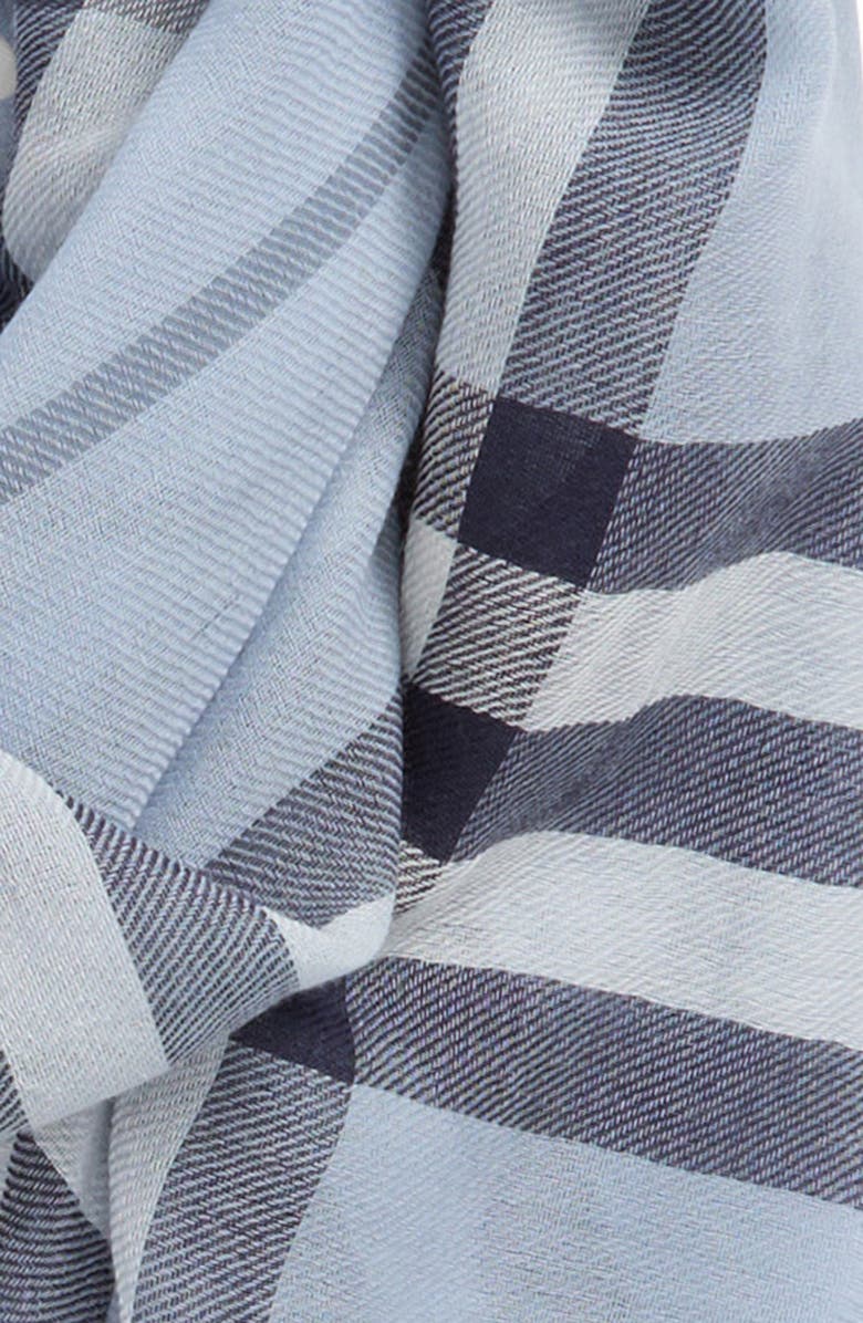 Burberry Giant Check Wool Scarf, Alternate, color, Bank Blue