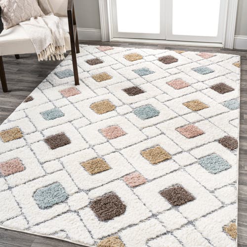 Jonathan Y Astrid Retro Trellis High-low Area Rug In Multi/cream