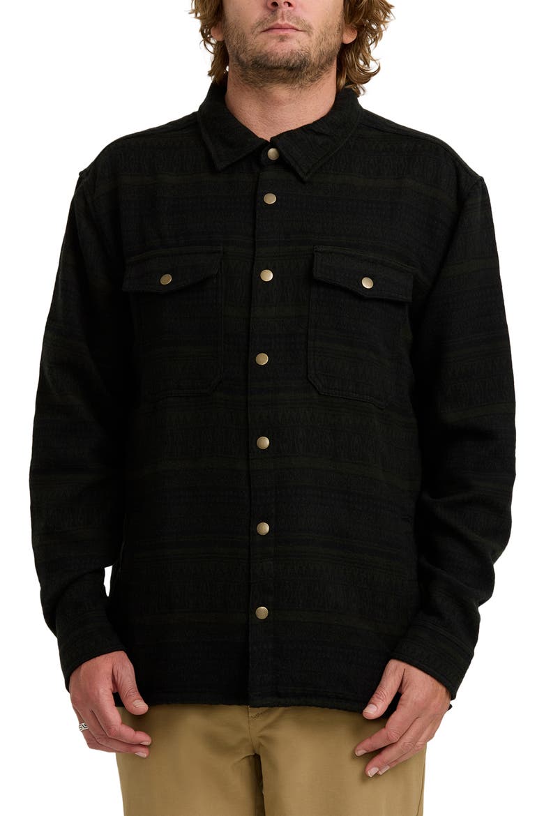 Lodge Jacquard Snap Front Shirt, Main, color, DARK MILITARY