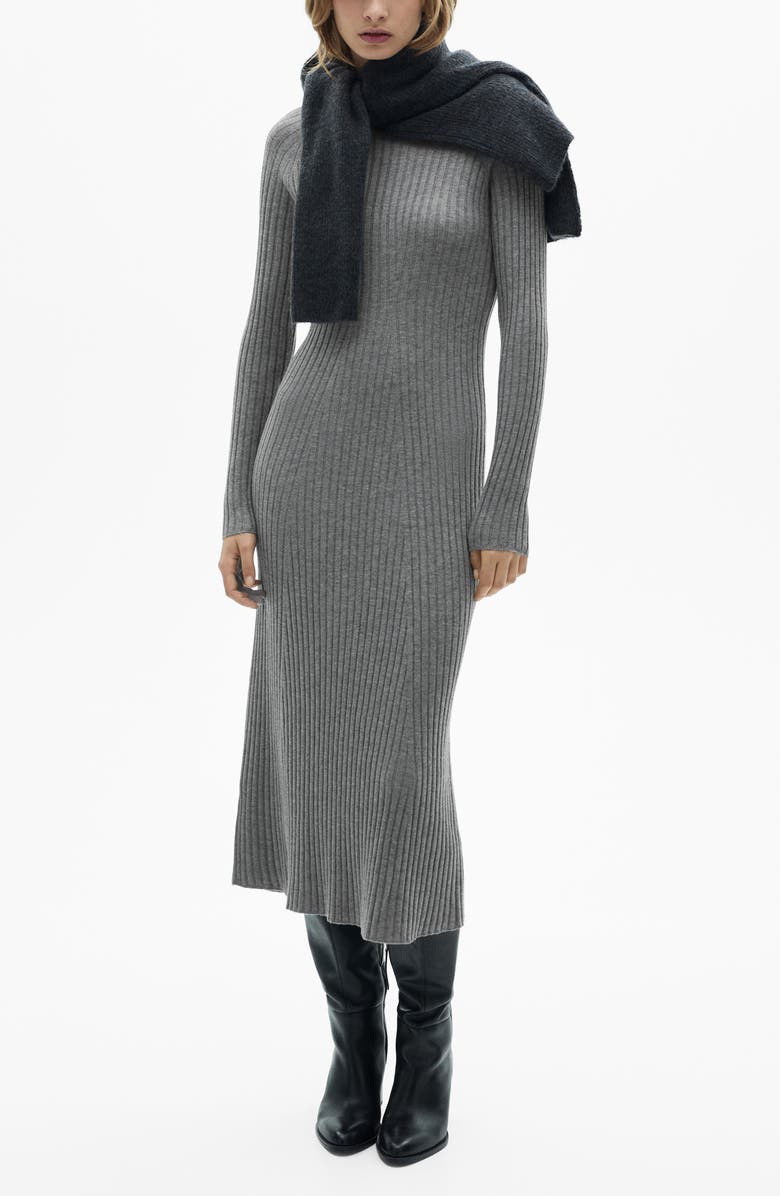 MANGO Funnel Neck Long Sleeve Maxi Dress, Alternate, color, 