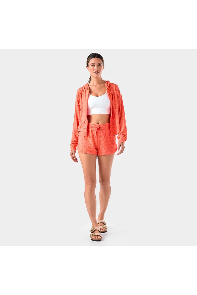 Palm Terry Zip Hoodie, Alternate, color, HOT CORAL