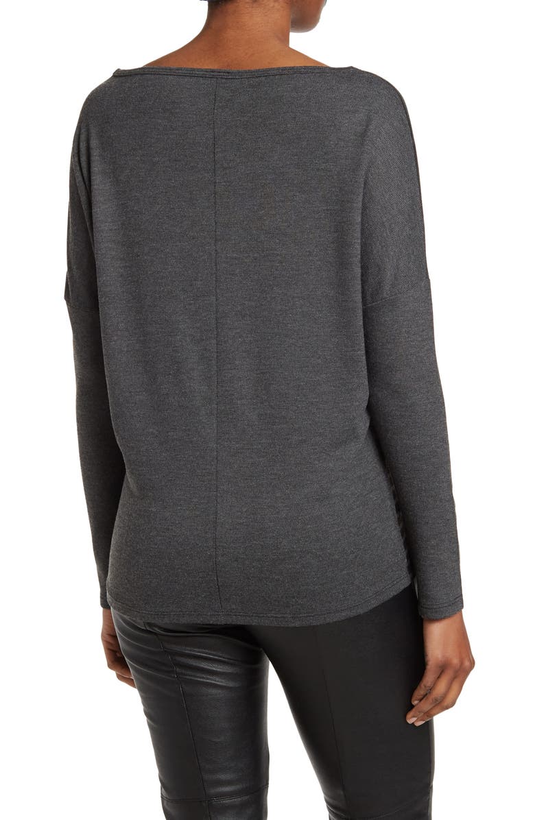 GO COUTURE Printed Boatneck Sweater, Alternate, color, Black Dye 1