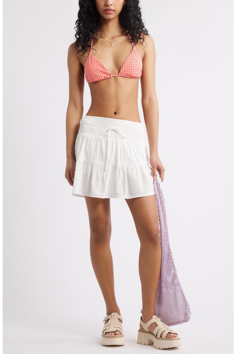 Gingham Classic Triangle Bikini Top, Alternate, color, WHITE- BITTERSWEET GINGHAM