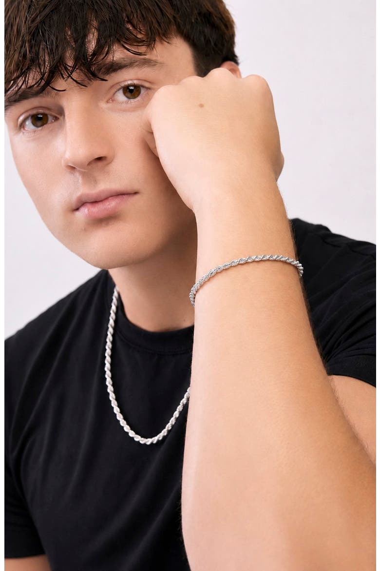 14K Gold Rope Chain Bracelet, Alternate, color, 14K WHITE GOLD