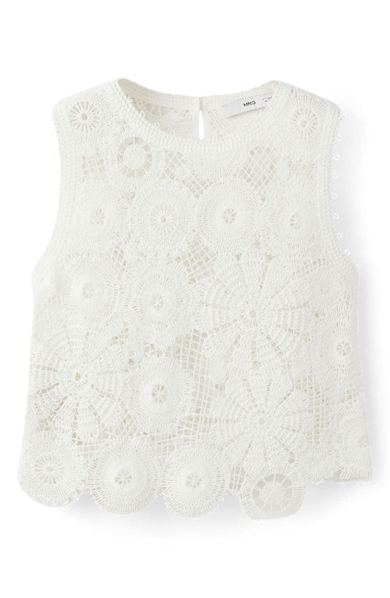 MANGO Open Stitch Tank, Alternate, color, Off White