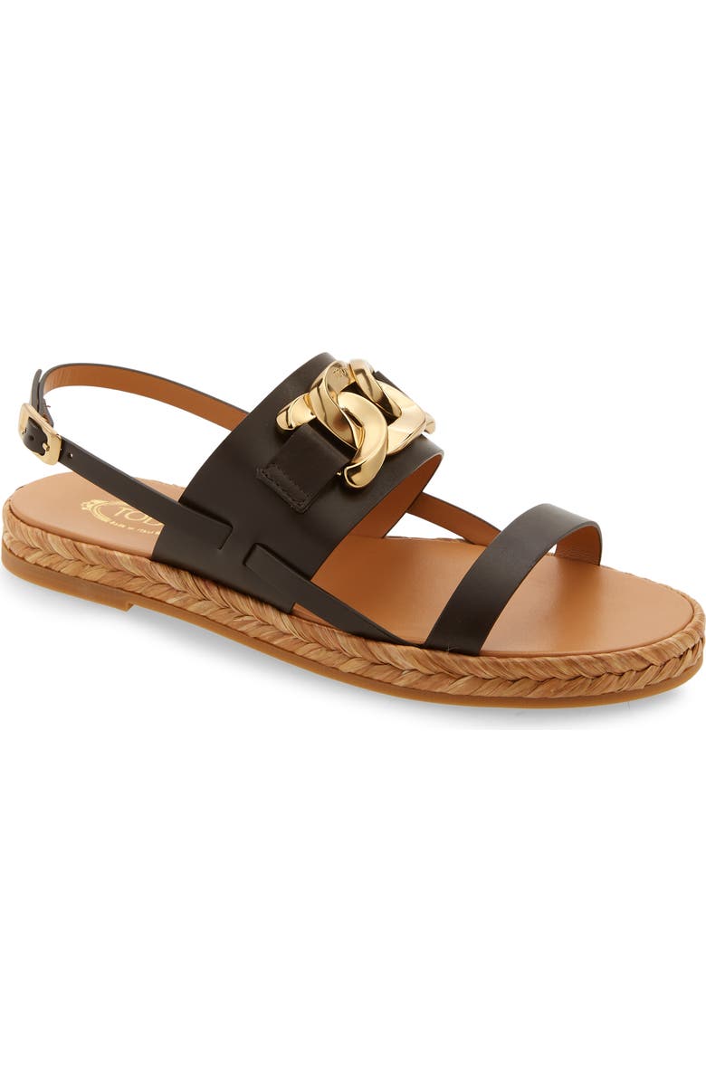 Tod's Chain Espadrille Platform Sandal, Main, color,