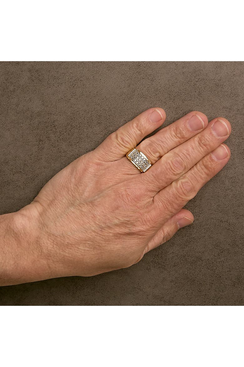 Men's 14K Yellow Gold Plated Sterling Silver 3/4 Cttw Diamond 3 Row Band Ring, Alternate, color, Yellow Gold over Silver
