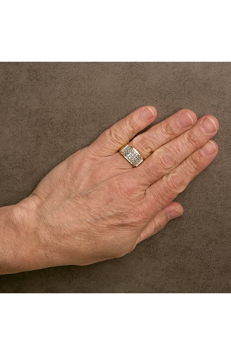 Haus of Brilliance Men's 14K Yellow Gold Plated Sterling Silver 3/4 Cttw Diamond 3 Row Band Ring, Alternate, color, Yellow Gold Over Silver