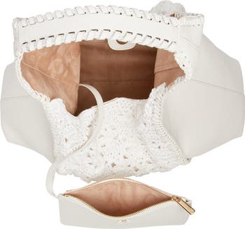 Sylvia Crochet Panel Leather Hobo