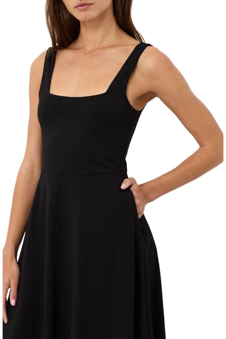 Fit & Flare Square Neck Dress Made With Organic Cotton, Alternate, color, Black