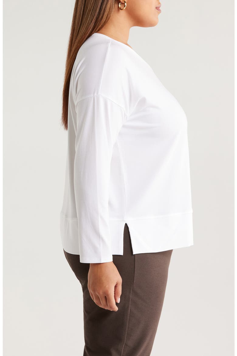 Boxy Long Sleeve V-Neck Top, Alternate, color, WHITE