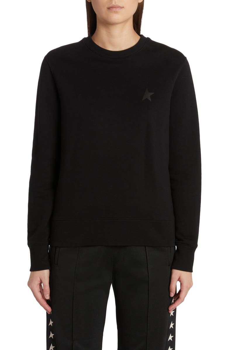 Golden Goose Women's Star Collection Athena Logo Cotton Sweatshirt, Main, color, Black