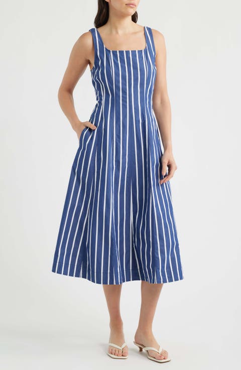 Rylie Stripe Poplin Midi Dress