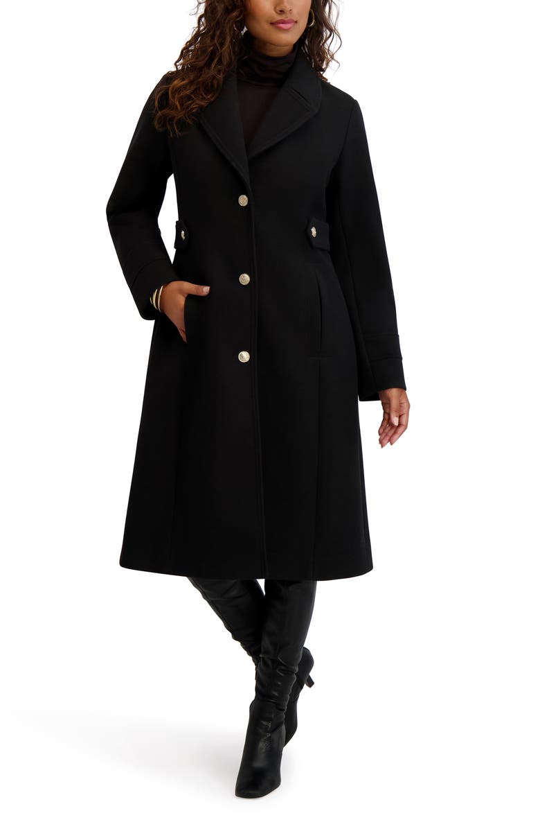 Kensie Belt Detail Coat, Alternate, color, Black