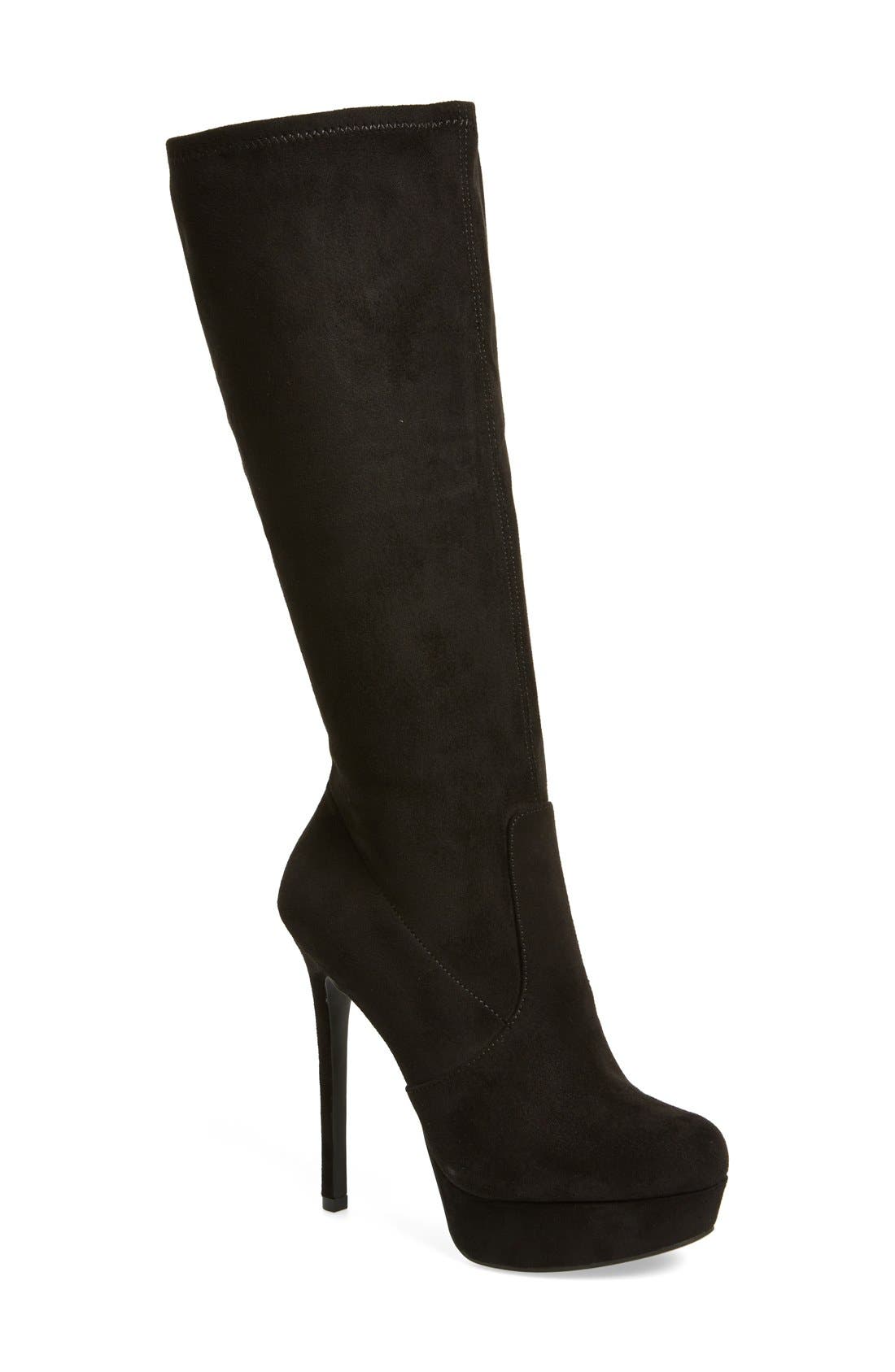 'Serelli' Platform Tall Boot, Main, color, BLACK SUEDE