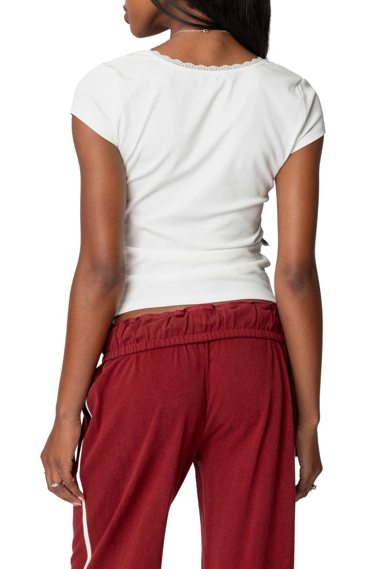 Priscilla Lace Trim T-Shirt, Alternate, color, WHITE