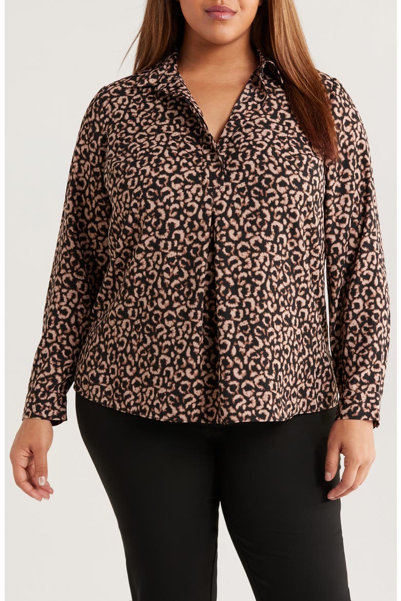 Abstract Animal Print Top, Main, color, BROWN MULTI