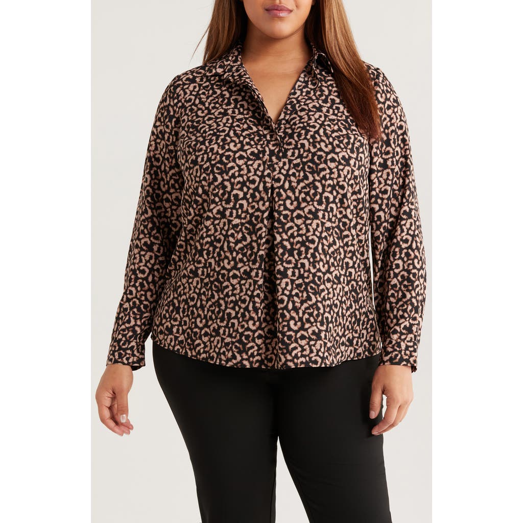 Nic + Zoe Nic+zoe Abstract Animal Print Top In Brown