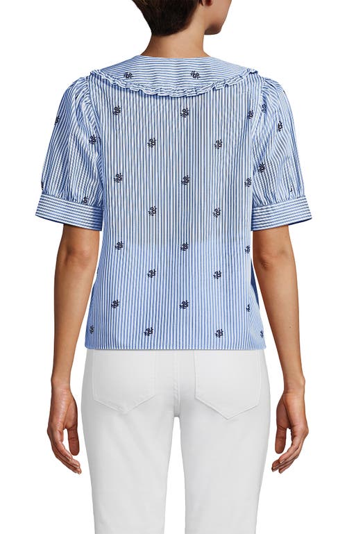 Lands' End Easy Care Puff Sleeve Statement Collar Shirt