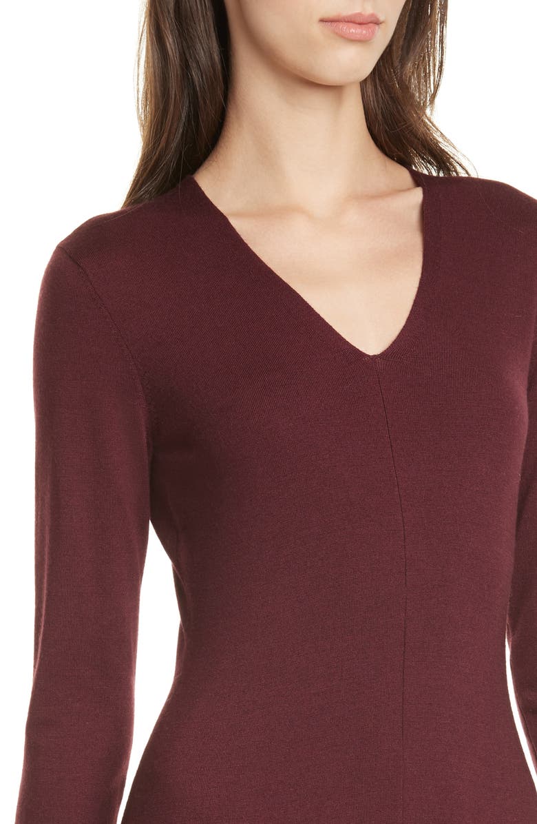 Lewit t Long Sleeve V-Neck Midi Sweater Dress, Alternate, color, 