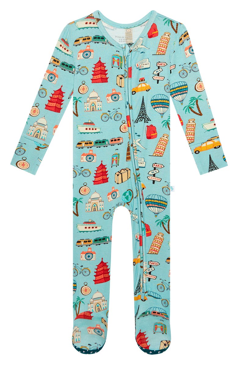 Posh Peanut Around the World Fitted Footie Pajamas, Main, color, 