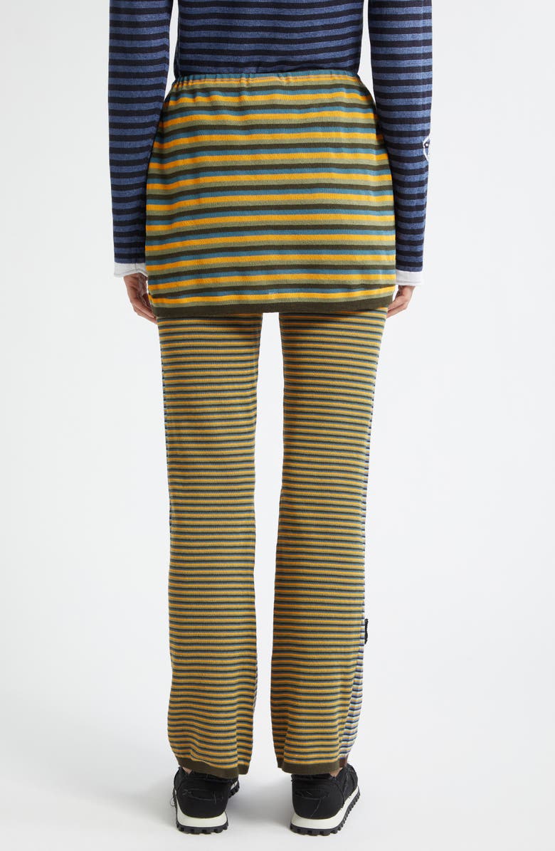 YanYan Romy Stripe & Flower Lace-Up Cotton Blend Skirted Pants, Alternate, color, Blue Multi