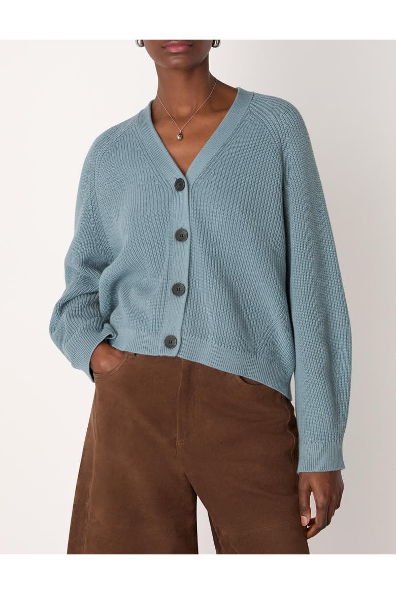 Cotton V-Neck Cardigan, Alternate, color, Blue