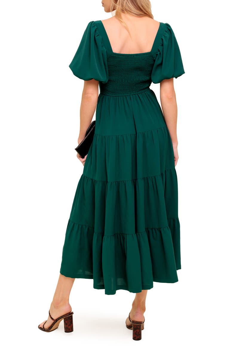 Sweetheart Neck Midi Dress, Alternate, color, HUNTER GREEN