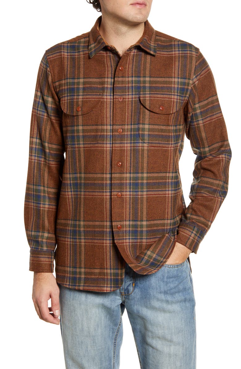 Pendleton Buckley Plaid Button-Up Wool Flannel Shirt, Main, color,